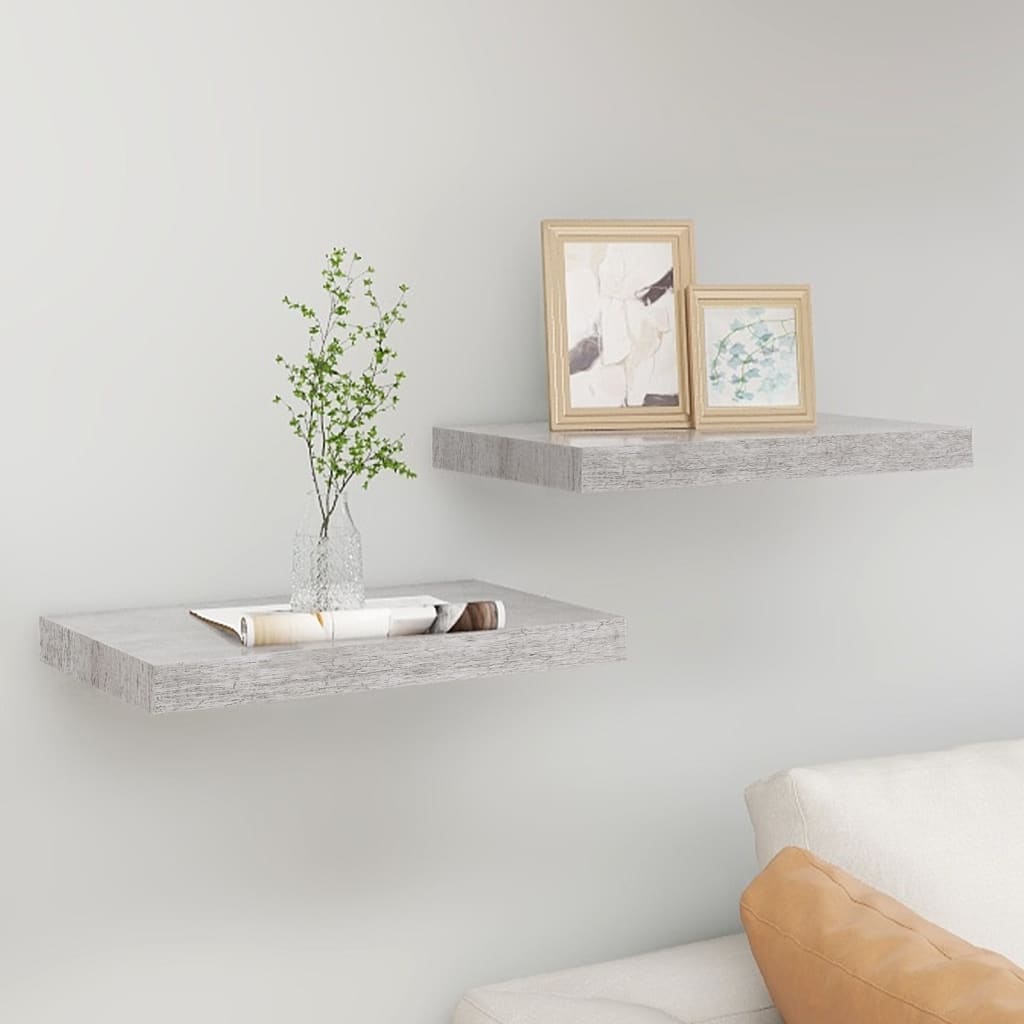 Wandschappen 2 st zwevend 40x23x3,8 cm MDF betongrijs is nu te koop bij PeponiXL, paradijselijk wonen!