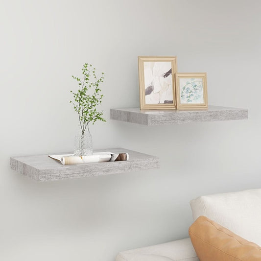 Wandschappen 2 st zwevend 40x23x3,8 cm MDF betongrijs is nu te koop bij PeponiXL, paradijselijk wonen!