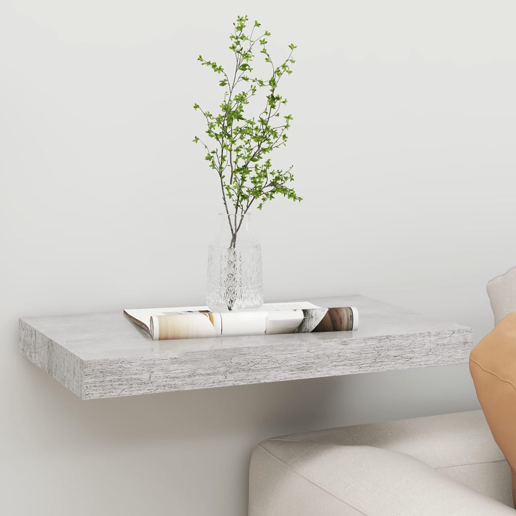 Wandschap zwevend 50x23x3,8 cm MDF betongrijs is nu te koop bij PeponiXL, paradijselijk wonen!