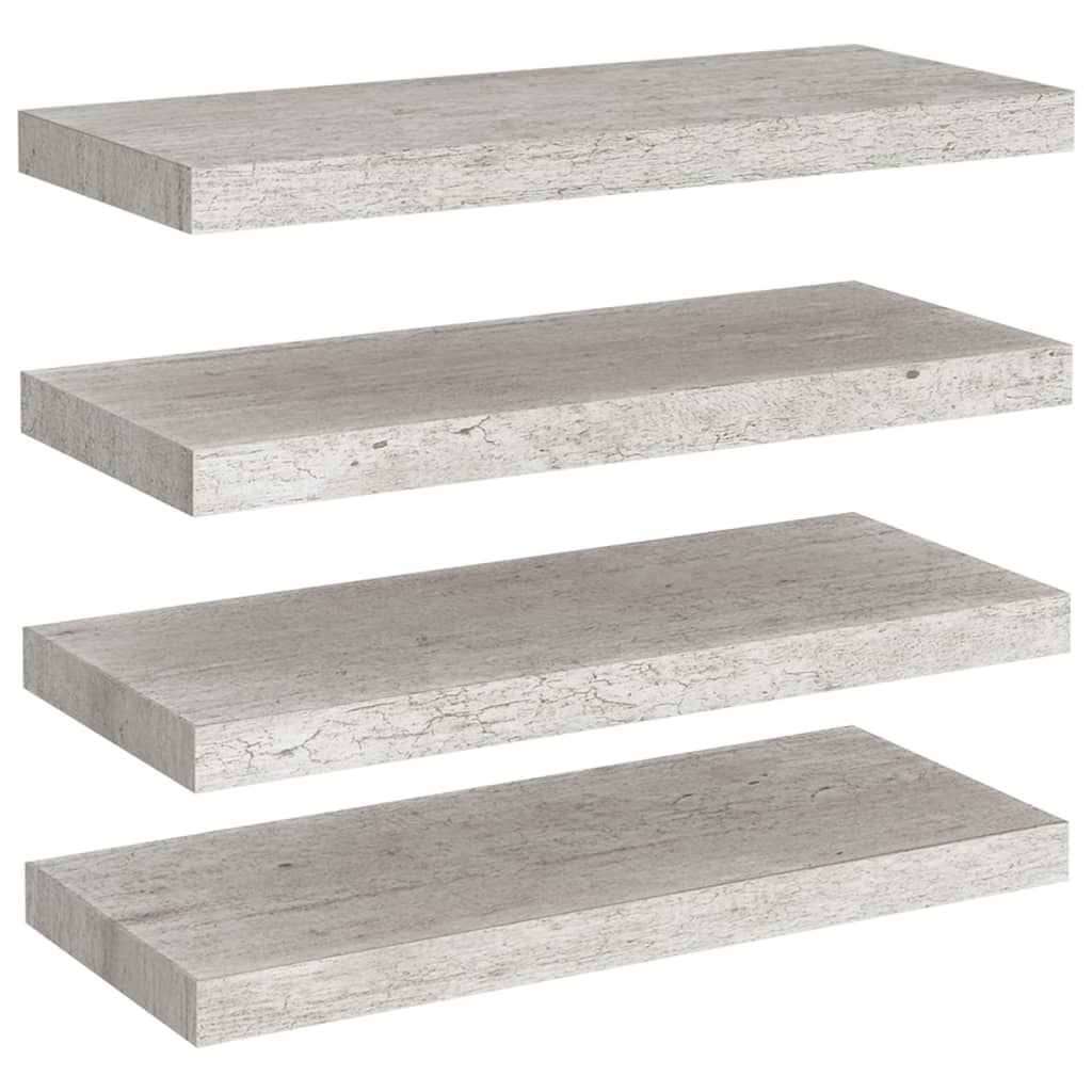 Wandschappen zwevend 4 st 60x23,5x3,8 cm MDF betongrijs is nu te koop bij PeponiXL, paradijselijk wonen!