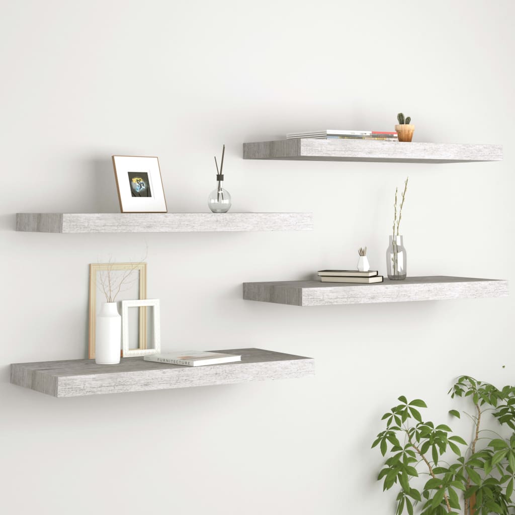 Wandschappen zwevend 4 st 60x23,5x3,8 cm MDF betongrijs is nu te koop bij PeponiXL, paradijselijk wonen!