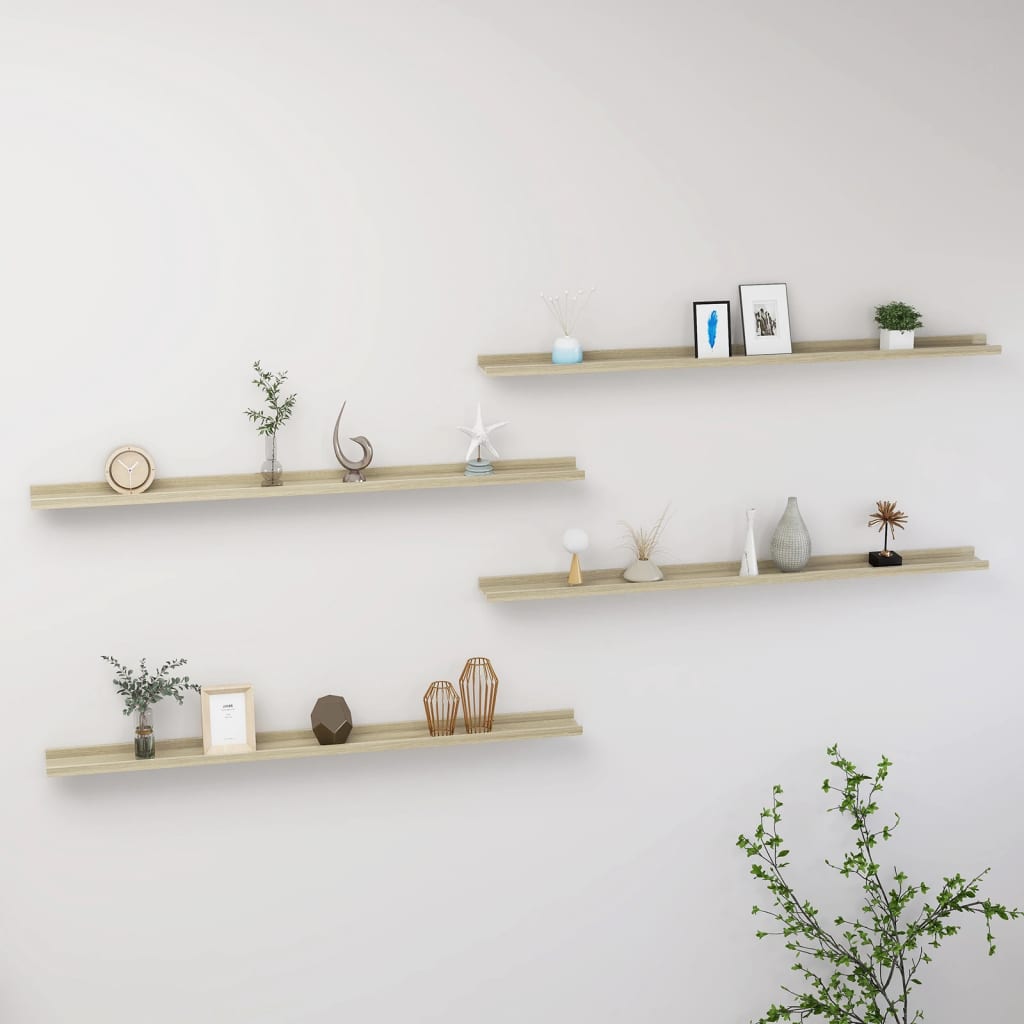 Wandschappen 4 st 115x9x3 cm sonoma eikenkleurig is nu te koop bij PeponiXL, paradijselijk wonen!