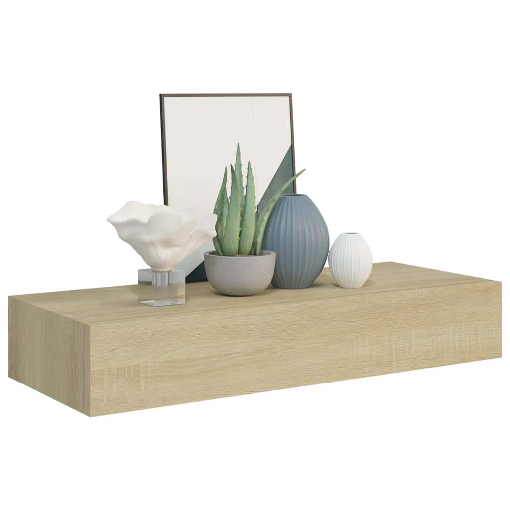 viaXL Wandschap met lade 60x23,5x10 cm MDF eikenkleurig is nu te koop bij PeponiXL, paradijselijk wonen!