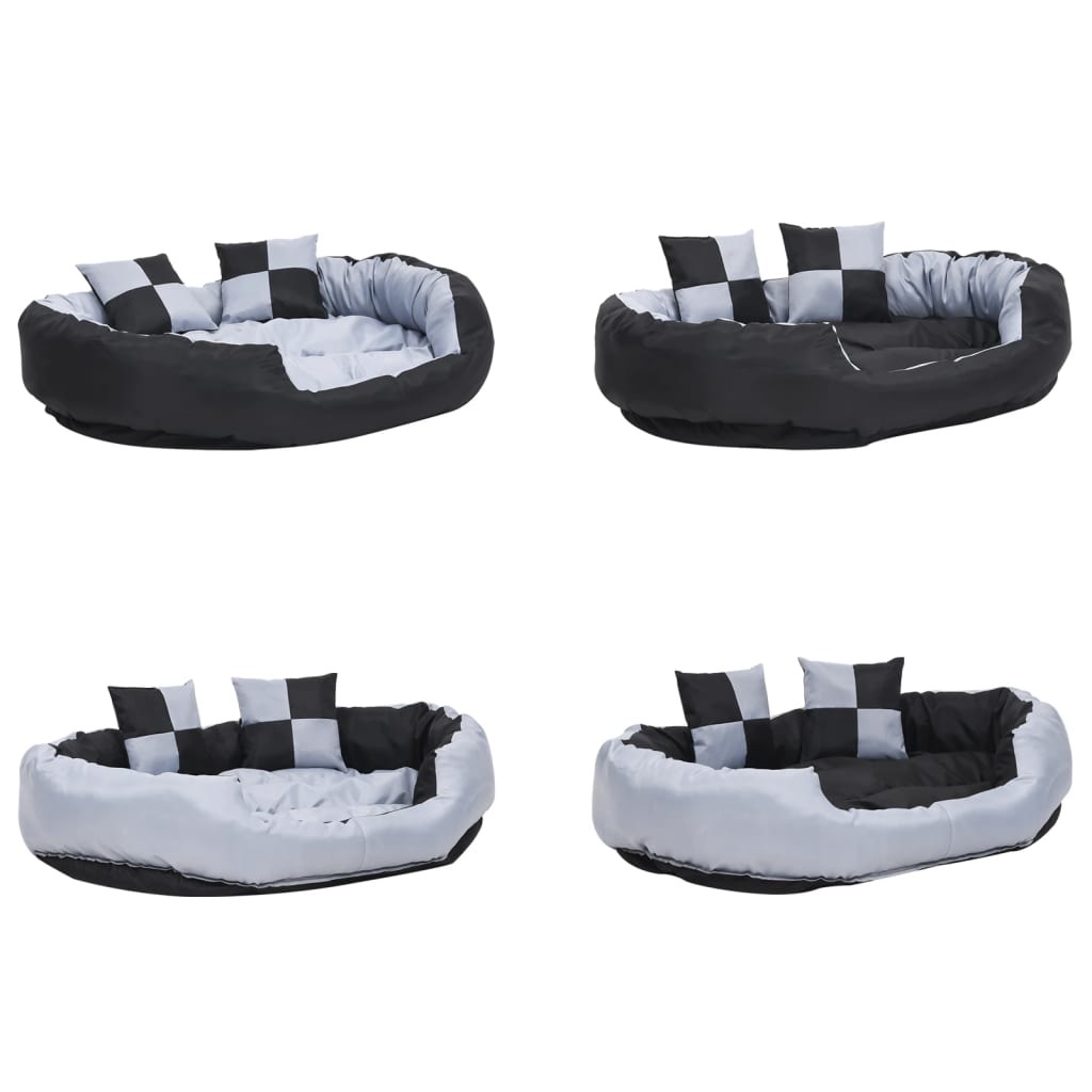 Hondenkussen omkeerbaar en wasbaar 110x80x23 cm grijs en zwart is nu te koop bij PeponiXL, paradijselijk wonen!