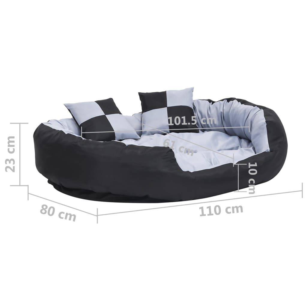Hondenkussen omkeerbaar en wasbaar 110x80x23 cm grijs en zwart is nu te koop bij PeponiXL, paradijselijk wonen!