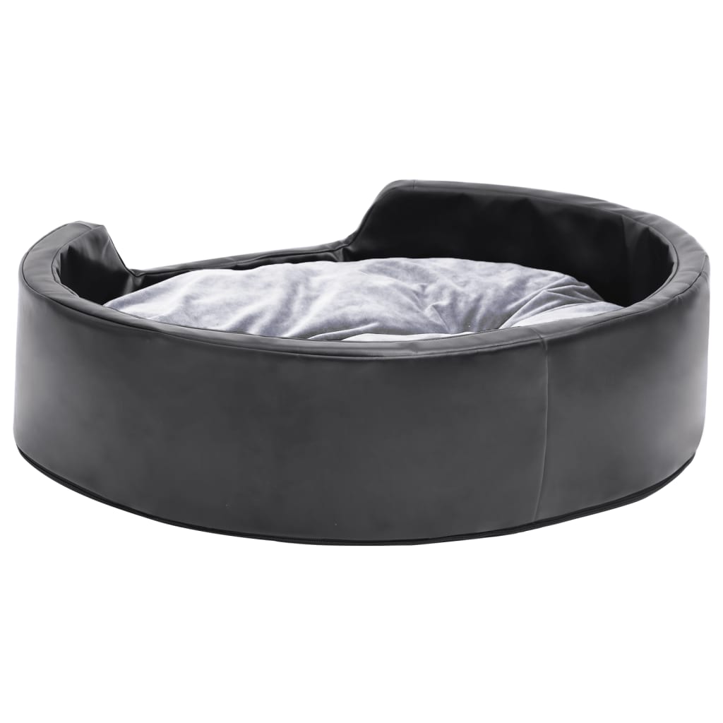 Hondenmand 69x59x19 cm pluche en kunstleer zwart en grijs is nu te koop bij PeponiXL, paradijselijk wonen!