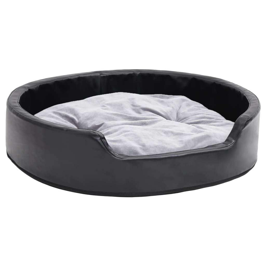 Hondenmand 79x70x19 cm pluche en kunstleer zwart en grijs is nu te koop bij PeponiXL, paradijselijk wonen!