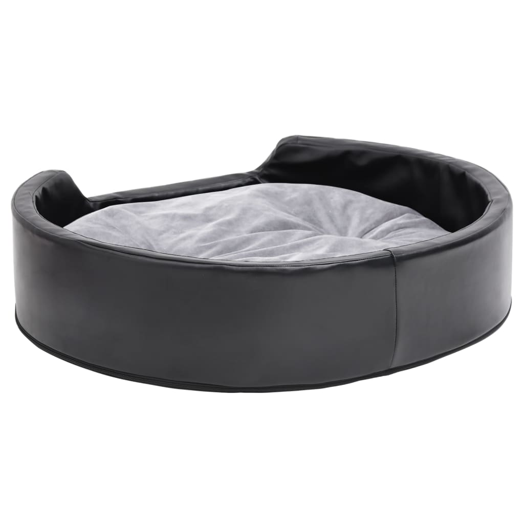 Hondenmand 79x70x19 cm pluche en kunstleer zwart en grijs is nu te koop bij PeponiXL, paradijselijk wonen!