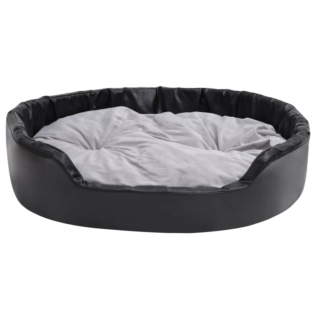 Hondenmand 99x89x21 cm pluche en kunstleer zwart en grijs is nu te koop bij PeponiXL, paradijselijk wonen!