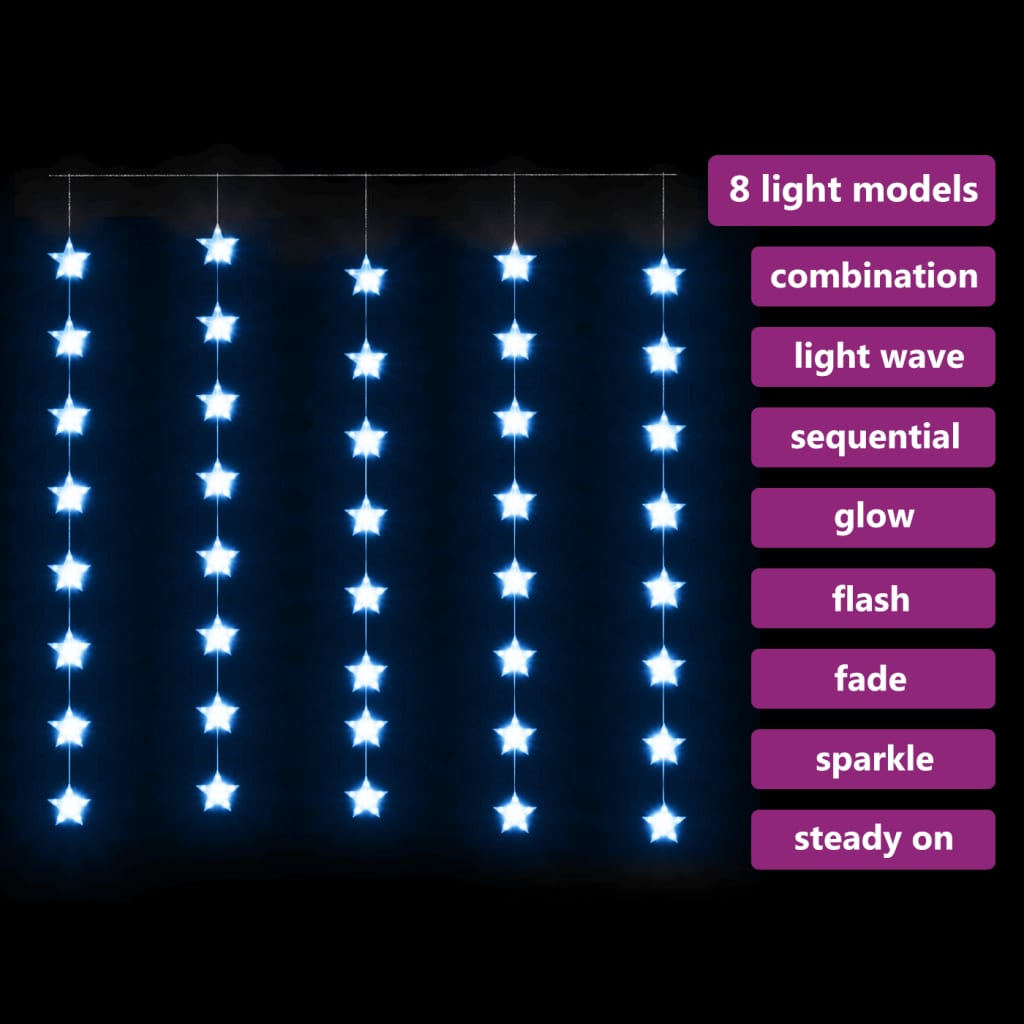 Lichtsnoergordijn sterren met 200 LED's en 8 functies blauw is nu te koop bij PeponiXL, paradijselijk wonen!