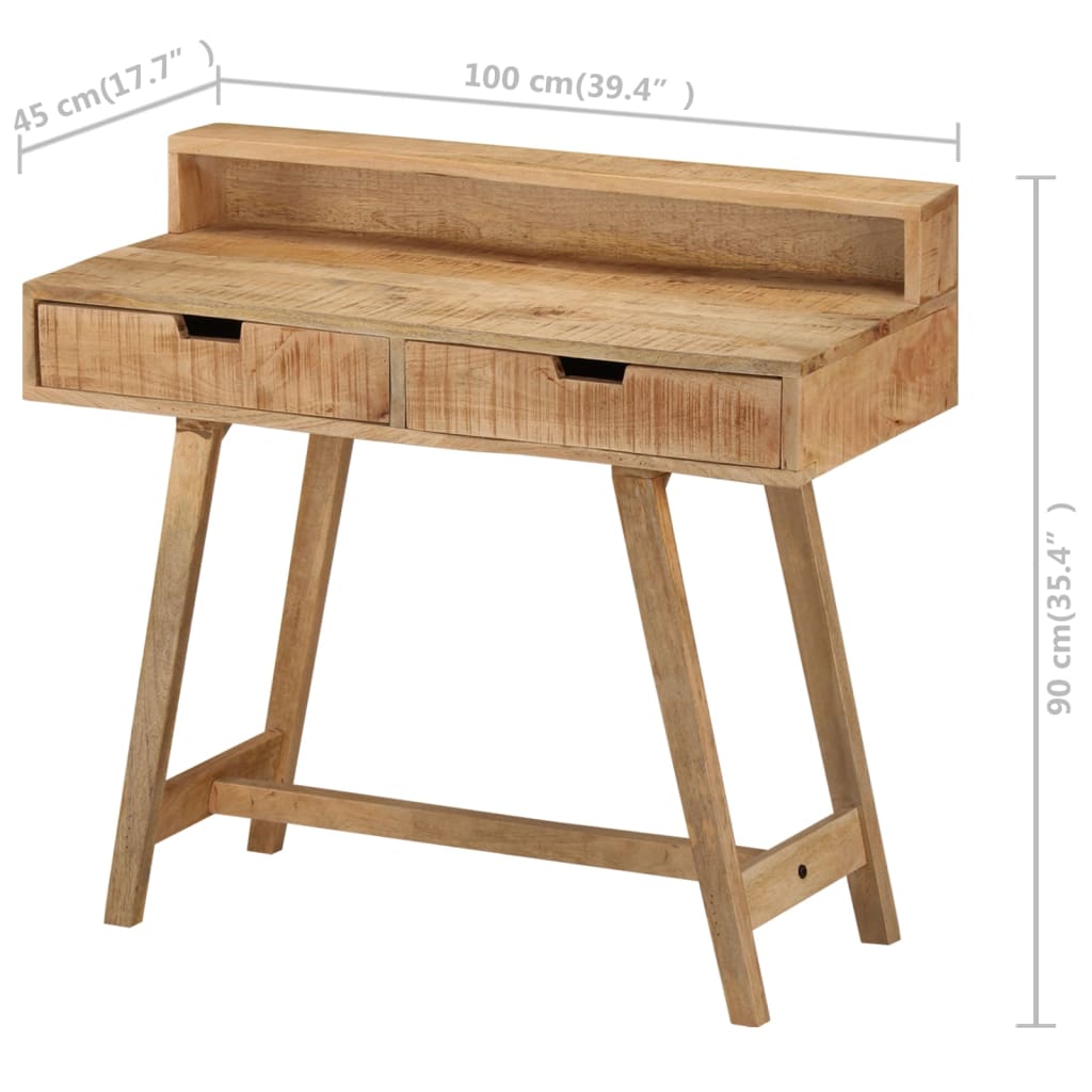 Bureau 100x45x90 cm massief ruw mangohout is nu te koop bij PeponiXL, paradijselijk wonen!
