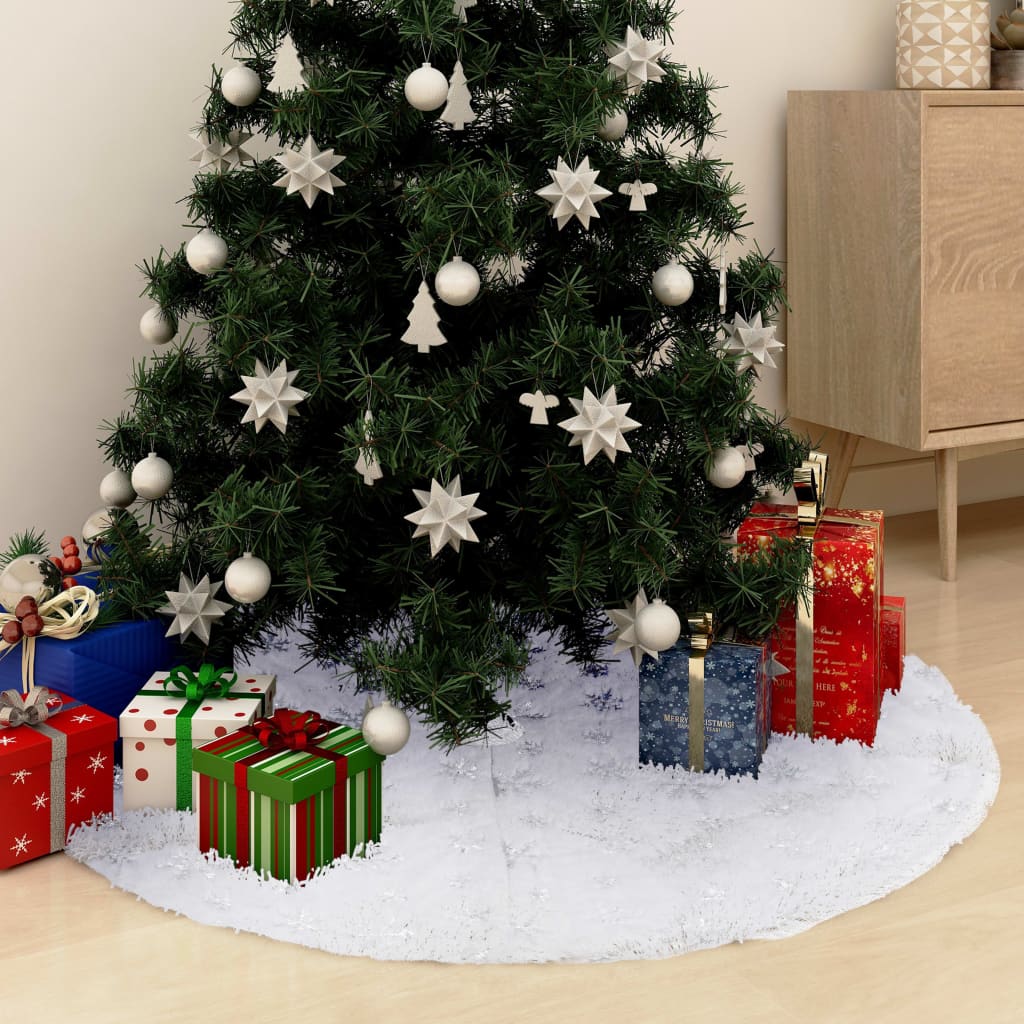 Luxe Kerstboomrok Wit 90 cm Imitatiebont is nu te koop bij PeponiXL, paradijselijk wonen!