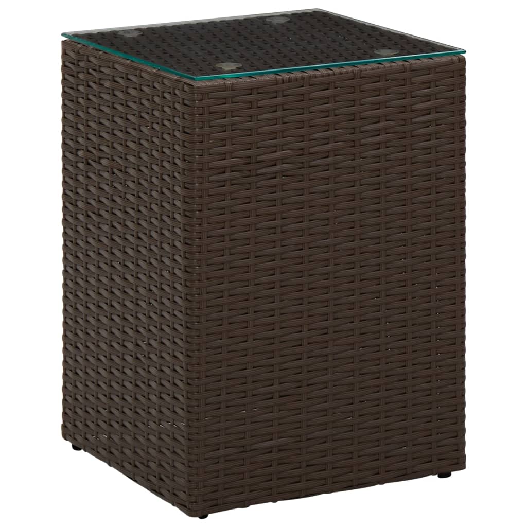 3-delige Bijzettafelset met glazen blad poly rattan bruin is nu te koop bij PeponiXL, paradijselijk wonen!