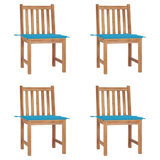 Tuinstoelen 4 st met kussens massief teakhout is nu te koop bij PeponiXL, paradijselijk wonen!