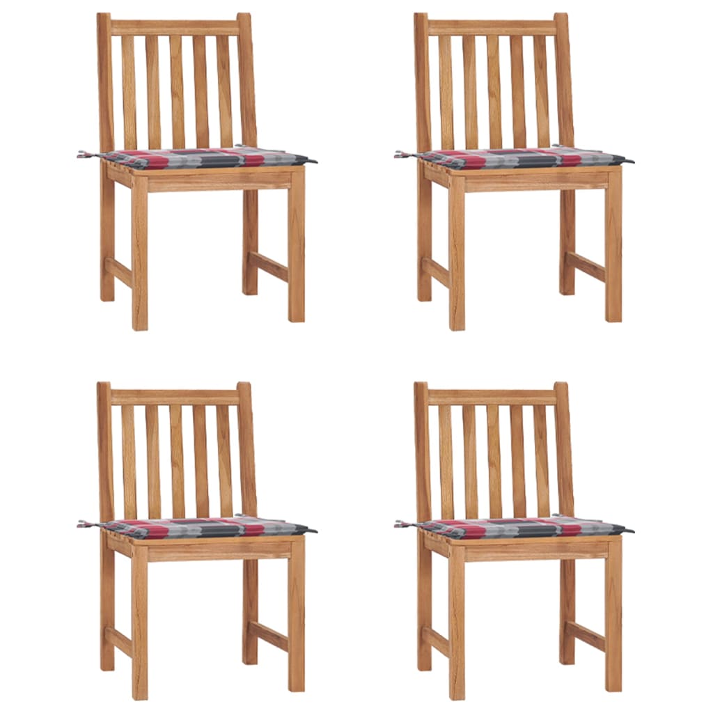 Tuinstoelen 4 st met kussens massief teakhout is nu te koop bij PeponiXL, paradijselijk wonen!
