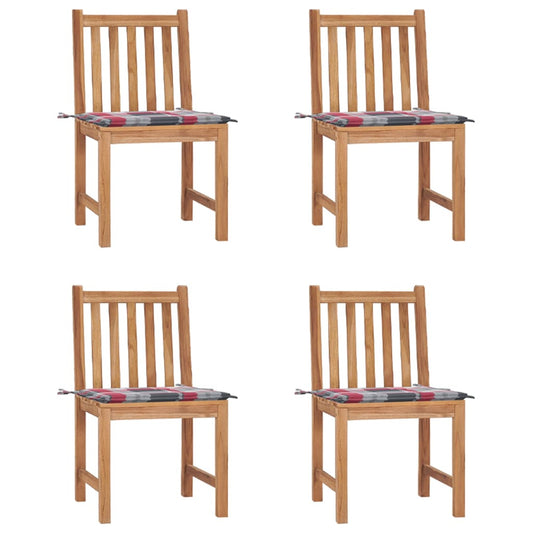 Tuinstoelen 4 st met kussens massief teakhout is nu te koop bij PeponiXL, paradijselijk wonen!