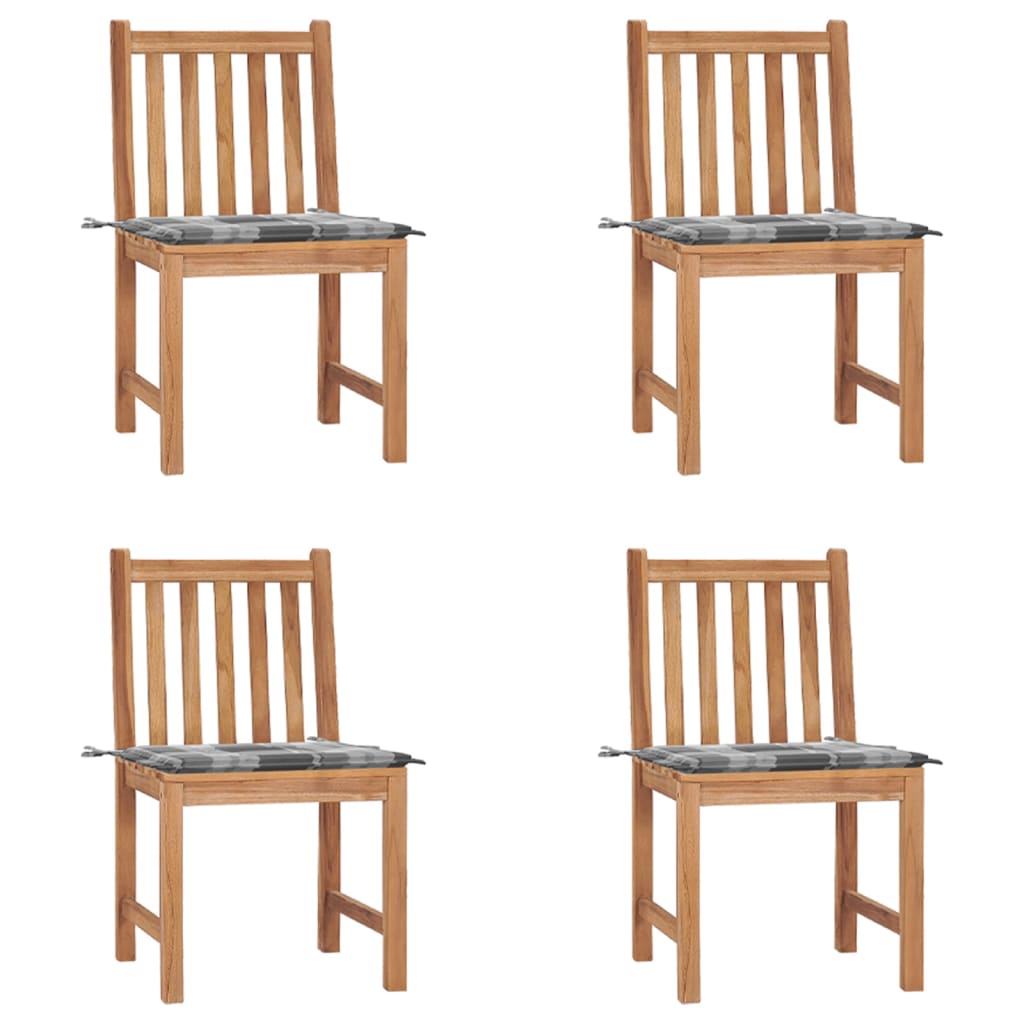 Tuinstoelen 4 st met kussens massief teakhout is nu te koop bij PeponiXL, paradijselijk wonen!