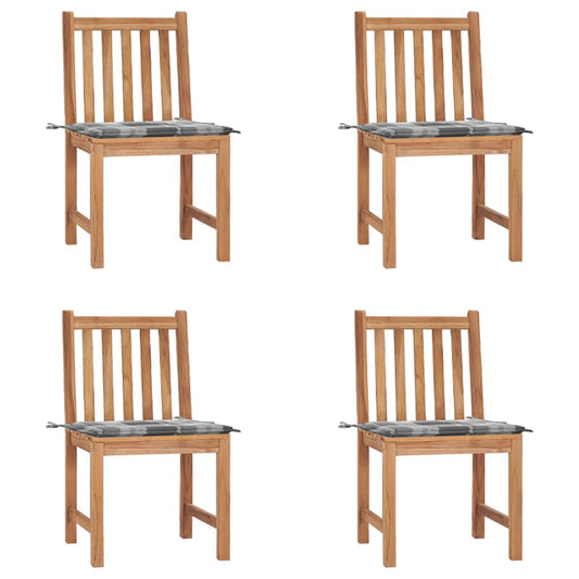 Tuinstoelen 4 st met kussens massief teakhout is nu te koop bij PeponiXL, paradijselijk wonen!