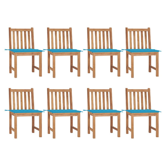 Tuinstoelen 8 st met kussens massief teakhout is nu te koop bij PeponiXL, paradijselijk wonen!