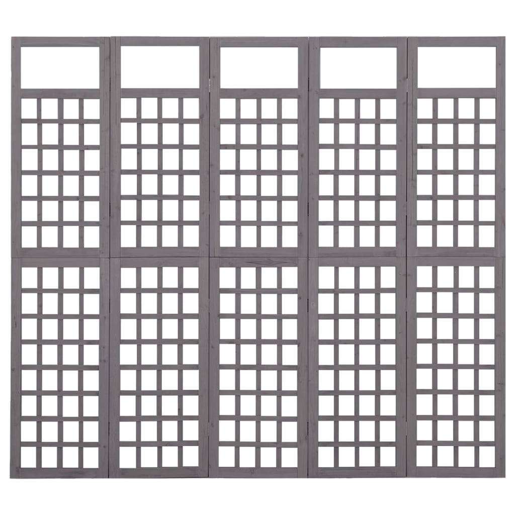Kamerscherm/trellis met 5 panelen 201,5x180 cm vurenhout grijs is nu te koop bij PeponiXL, paradijselijk wonen!