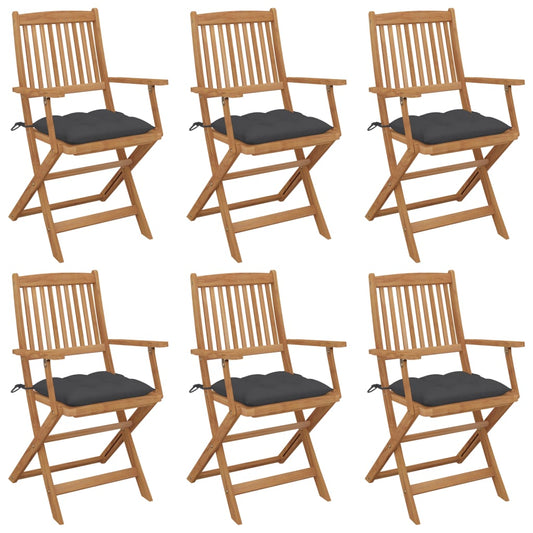 Tuinstoelen 6 st inklapbaar met kussens massief acaciahout is nu te koop bij PeponiXL, paradijselijk wonen!