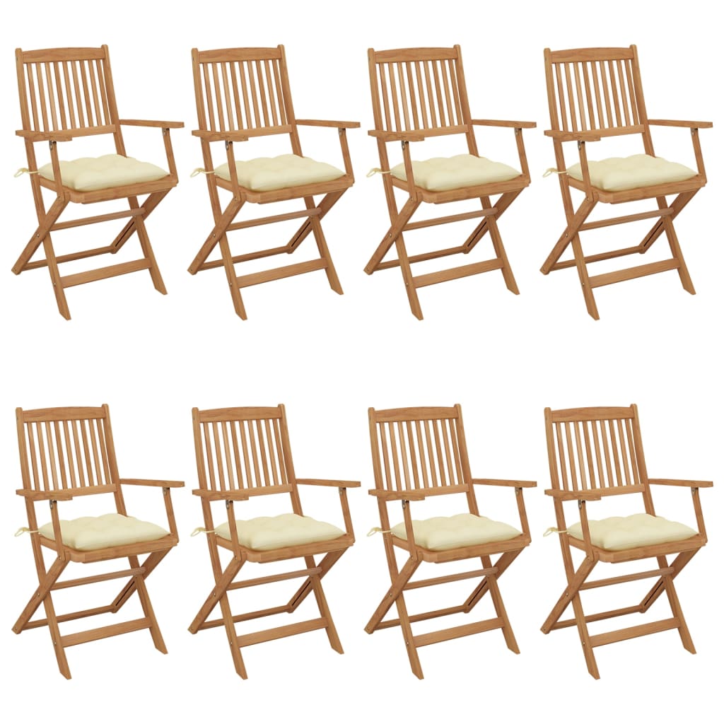 Tuinstoelen 8 st inklapbaar met kussens massief acaciahout is nu te koop bij PeponiXL, paradijselijk wonen!