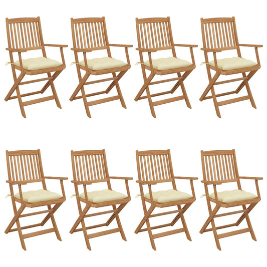 Tuinstoelen 8 st inklapbaar met kussens massief acaciahout is nu te koop bij PeponiXL, paradijselijk wonen!