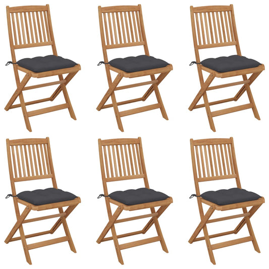 Tuinstoelen 6 st inklapbaar met kussens massief acaciahout is nu te koop bij PeponiXL, paradijselijk wonen!