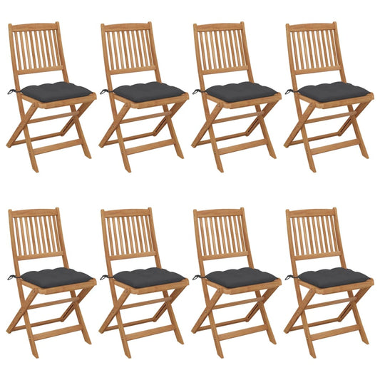 Tuinstoelen 8 st inklapbaar met kussens massief acaciahout is nu te koop bij PeponiXL, paradijselijk wonen!