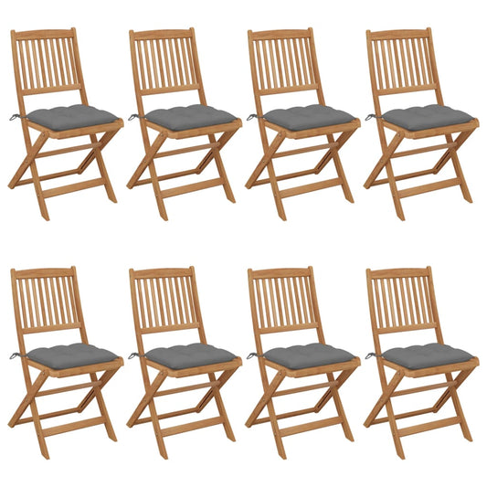 Tuinstoelen 8 st inklapbaar met kussens massief acaciahout is nu te koop bij PeponiXL, paradijselijk wonen!