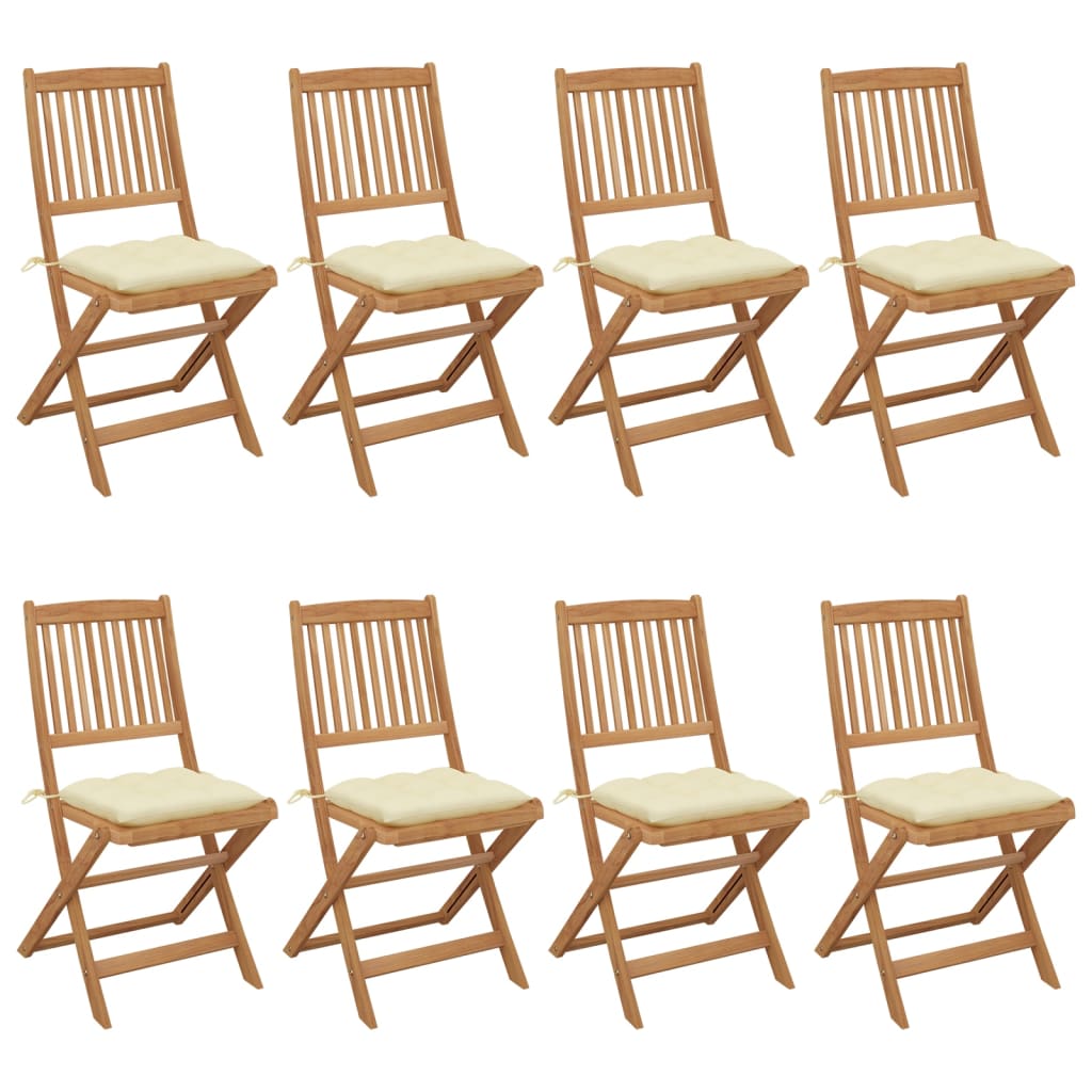 Tuinstoelen 8 st inklapbaar met kussens massief acaciahout is nu te koop bij PeponiXL, paradijselijk wonen!