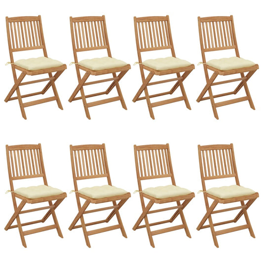 Tuinstoelen 8 st inklapbaar met kussens massief acaciahout is nu te koop bij PeponiXL, paradijselijk wonen!