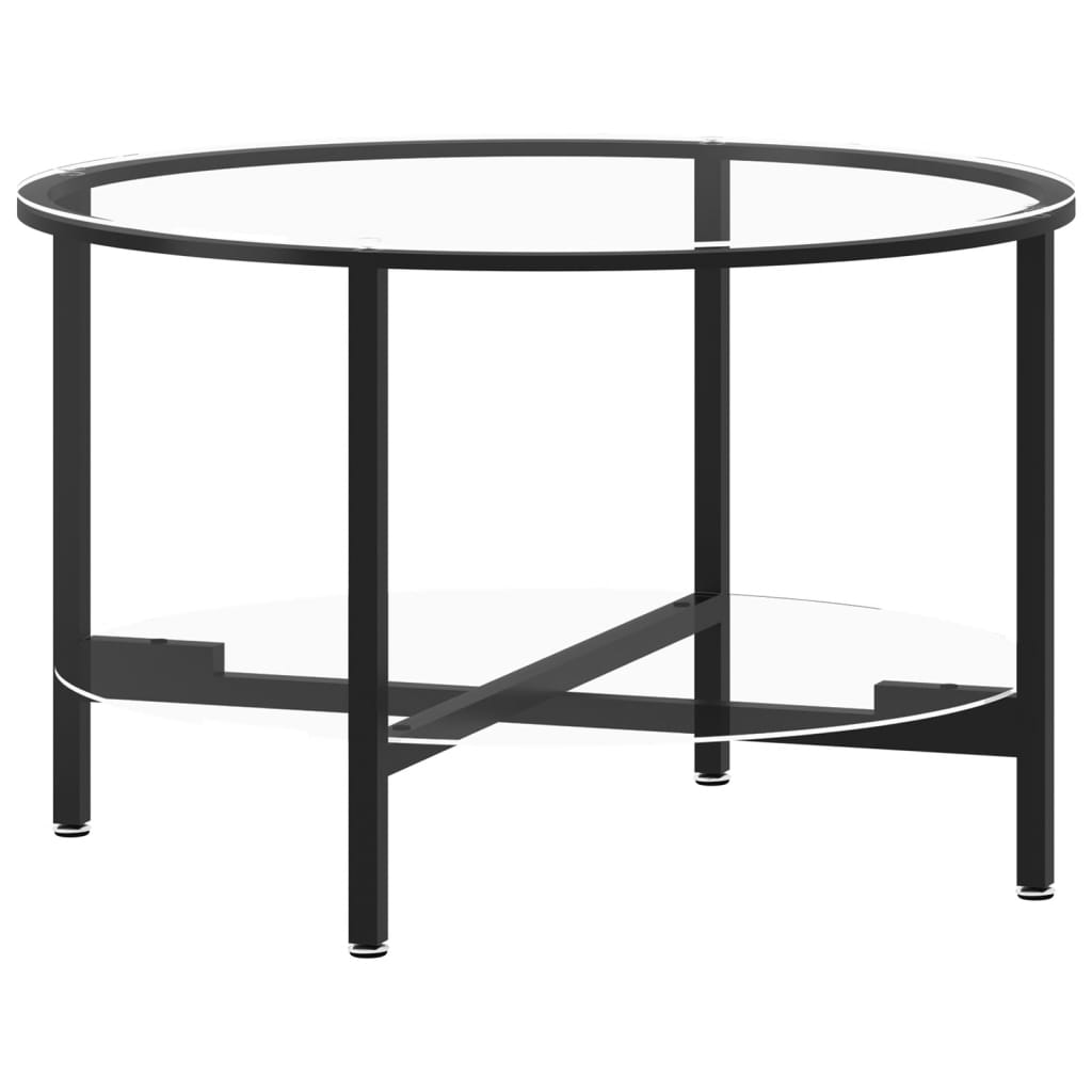 Salontafel 70 cm gehard glas zwart en transparant is nu te koop bij PeponiXL, paradijselijk wonen!