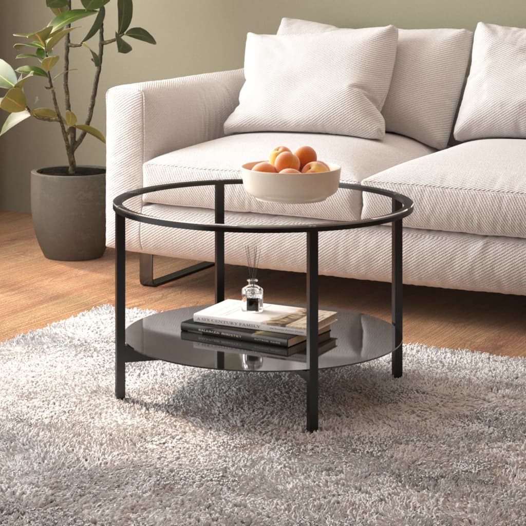 Salontafel 70 cm gehard glas zwart en transparant is nu te koop bij PeponiXL, paradijselijk wonen!