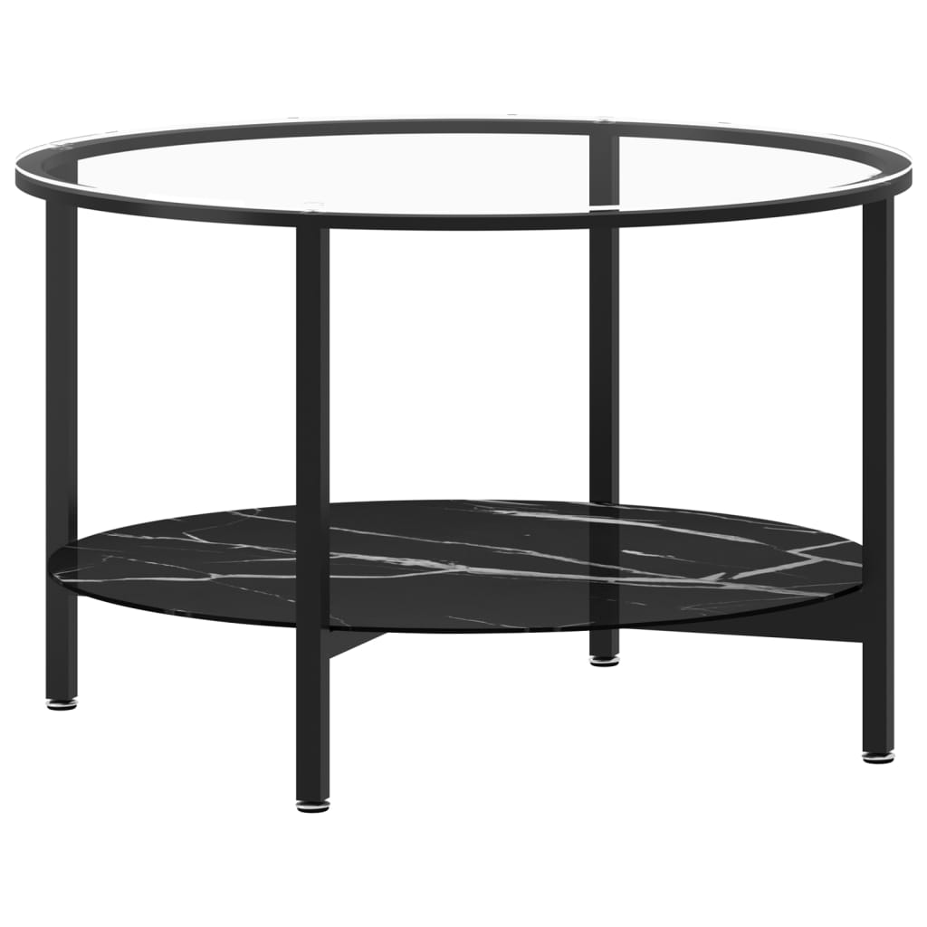 Salontafel 70 cm gehard glas zwart en zwartmarmer is nu te koop bij PeponiXL, paradijselijk wonen!