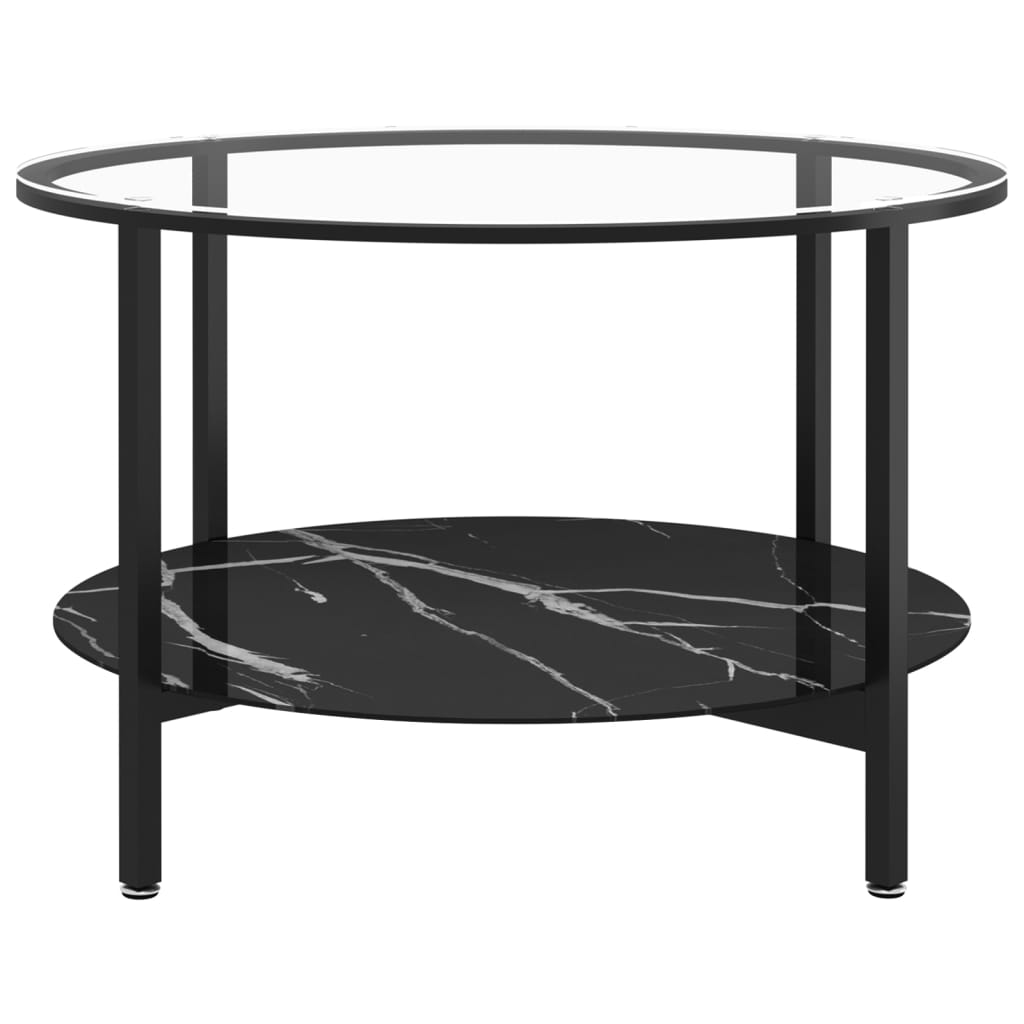 Salontafel 70 cm gehard glas zwart en zwartmarmer is nu te koop bij PeponiXL, paradijselijk wonen!