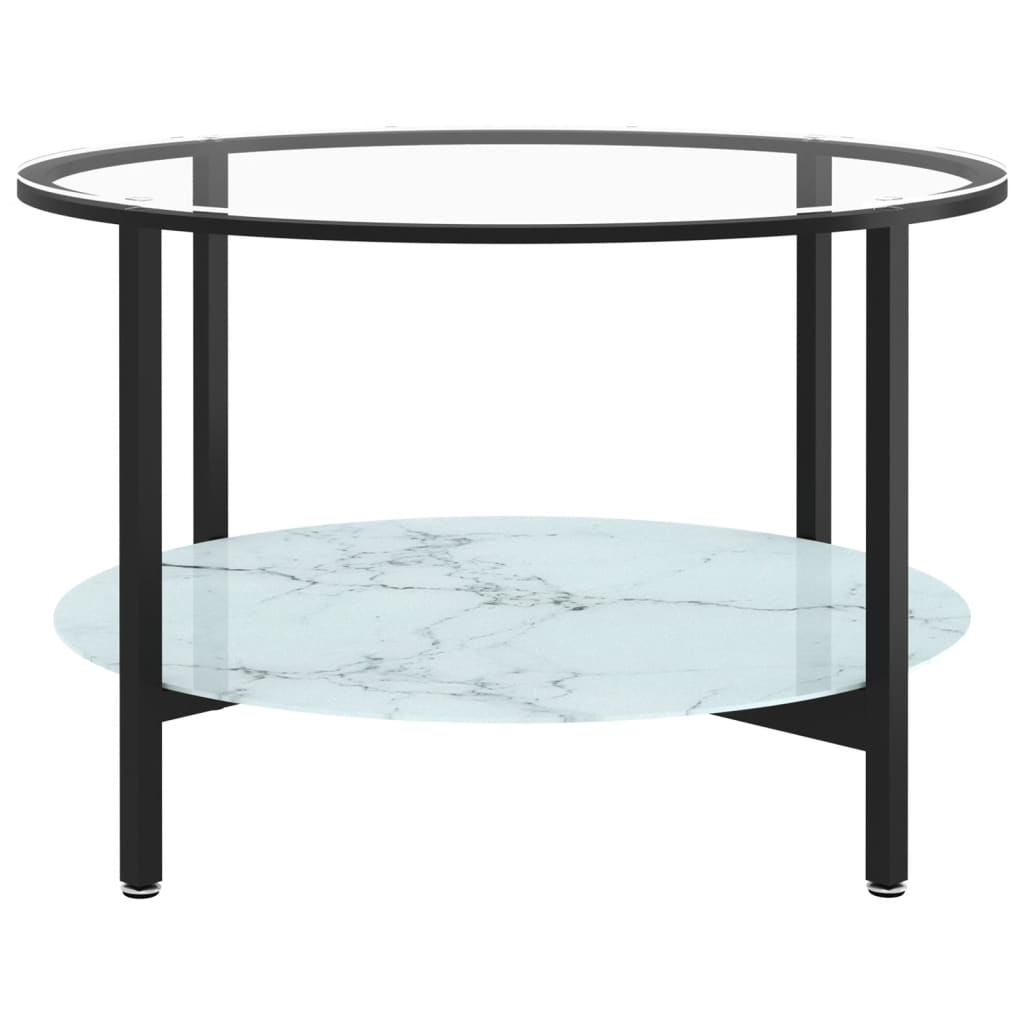 Salontafel 70 cm gehard glas zwart en witmarmer is nu te koop bij PeponiXL, paradijselijk wonen!