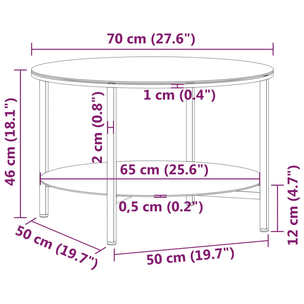 Salontafel 70 cm gehard glas zwart en witmarmer is nu te koop bij PeponiXL, paradijselijk wonen!