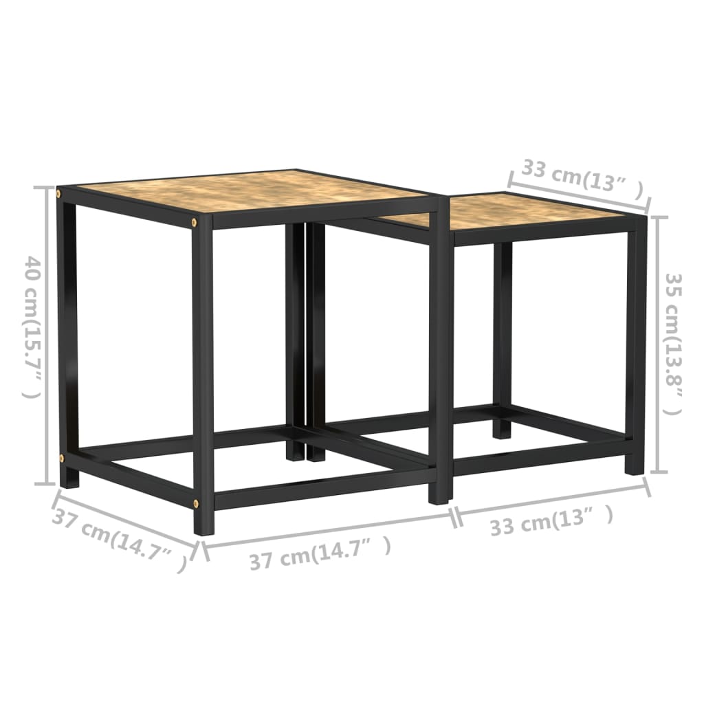 Salontafels 2 st MDF zwart en geel is nu te koop bij PeponiXL, paradijselijk wonen!