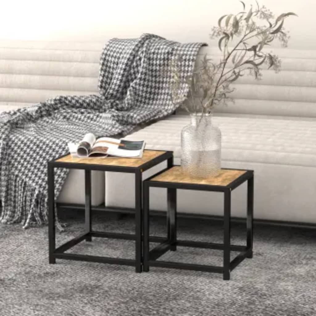 Salontafels 2 st MDF zwart en geel is nu te koop bij PeponiXL, paradijselijk wonen!