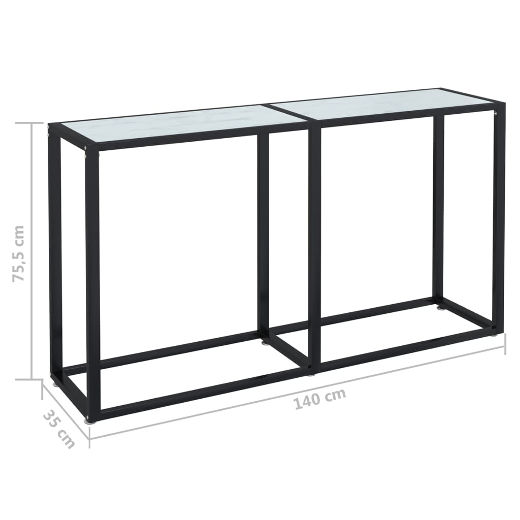 Wandtafel 140x35x75,5 cm gehard glas witmarmerkleurig is nu te koop bij PeponiXL, paradijselijk wonen!