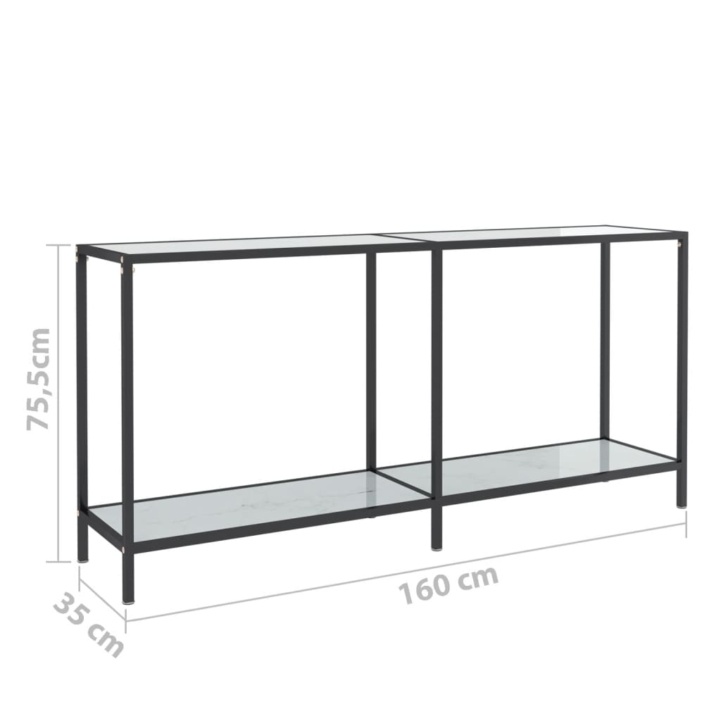 Wandtafel 160x35x75,5 cm gehard glas wit is nu te koop bij PeponiXL, paradijselijk wonen!