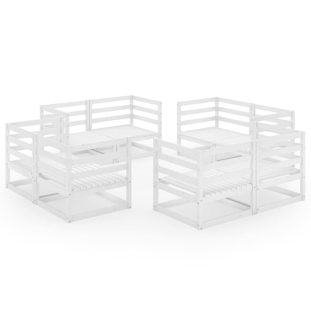 8-delige Loungeset massief grenenhout wit is nu te koop bij PeponiXL, paradijselijk wonen!