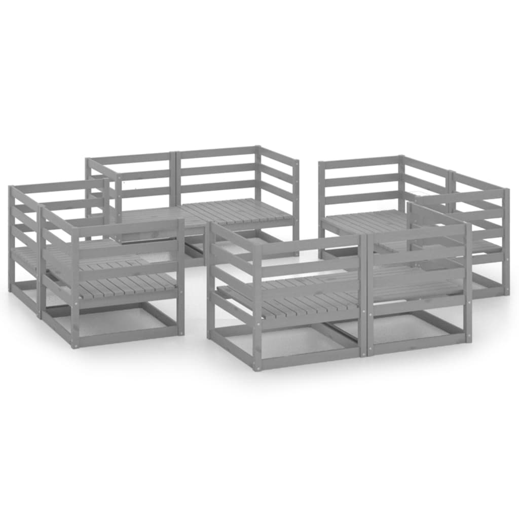 8-delige Loungeset massief grenenhout grijs is nu te koop bij PeponiXL, paradijselijk wonen!