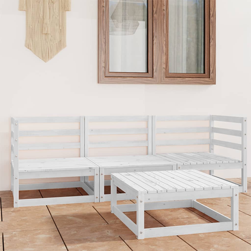 4-delige Loungeset massief grenenhout wit is nu te koop bij PeponiXL, paradijselijk wonen!