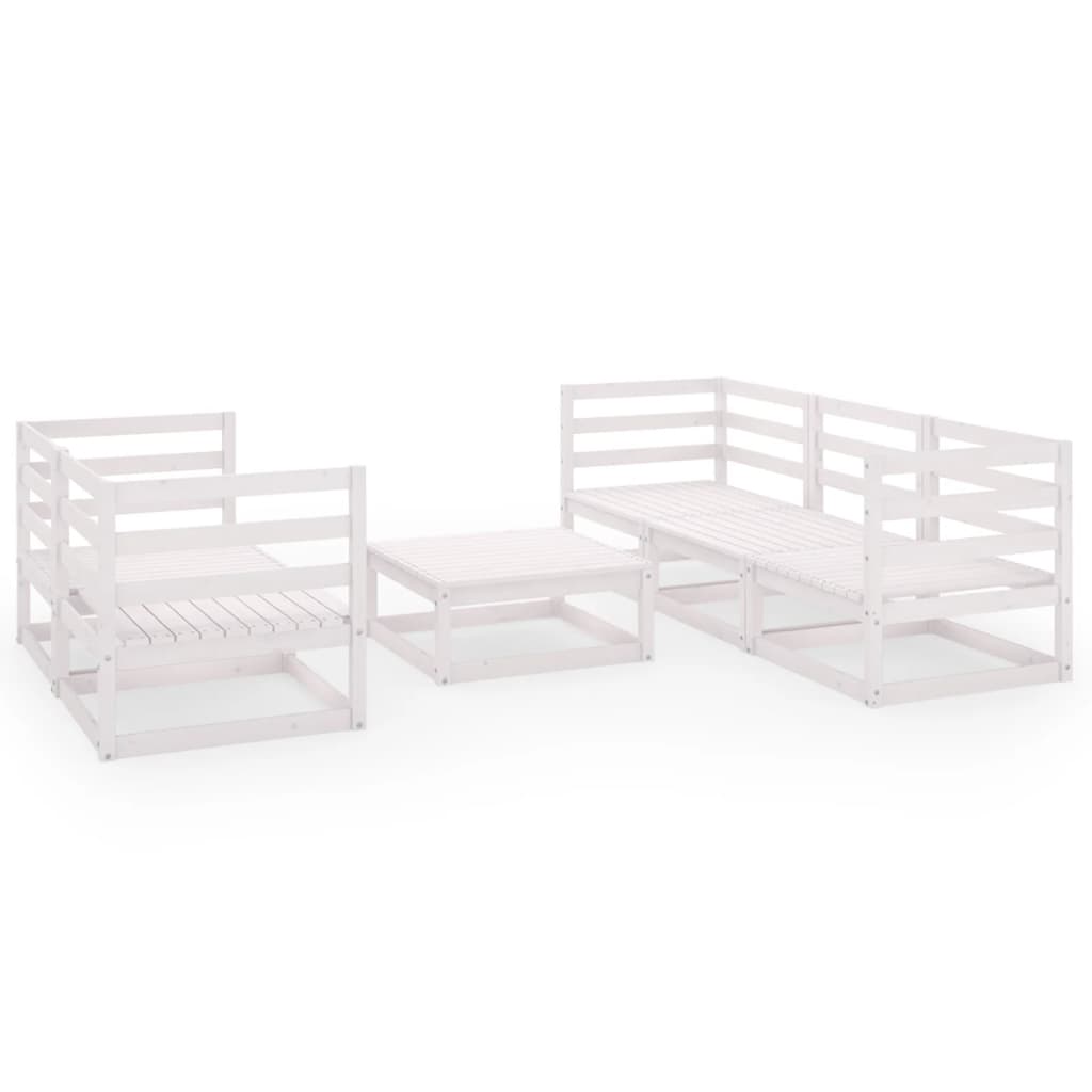 6-delige Loungeset massief grenenhout wit is nu te koop bij PeponiXL, paradijselijk wonen!