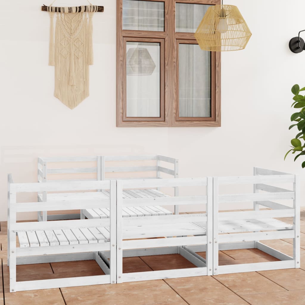 6-delige Loungeset massief grenenhout wit is nu te koop bij PeponiXL, paradijselijk wonen!