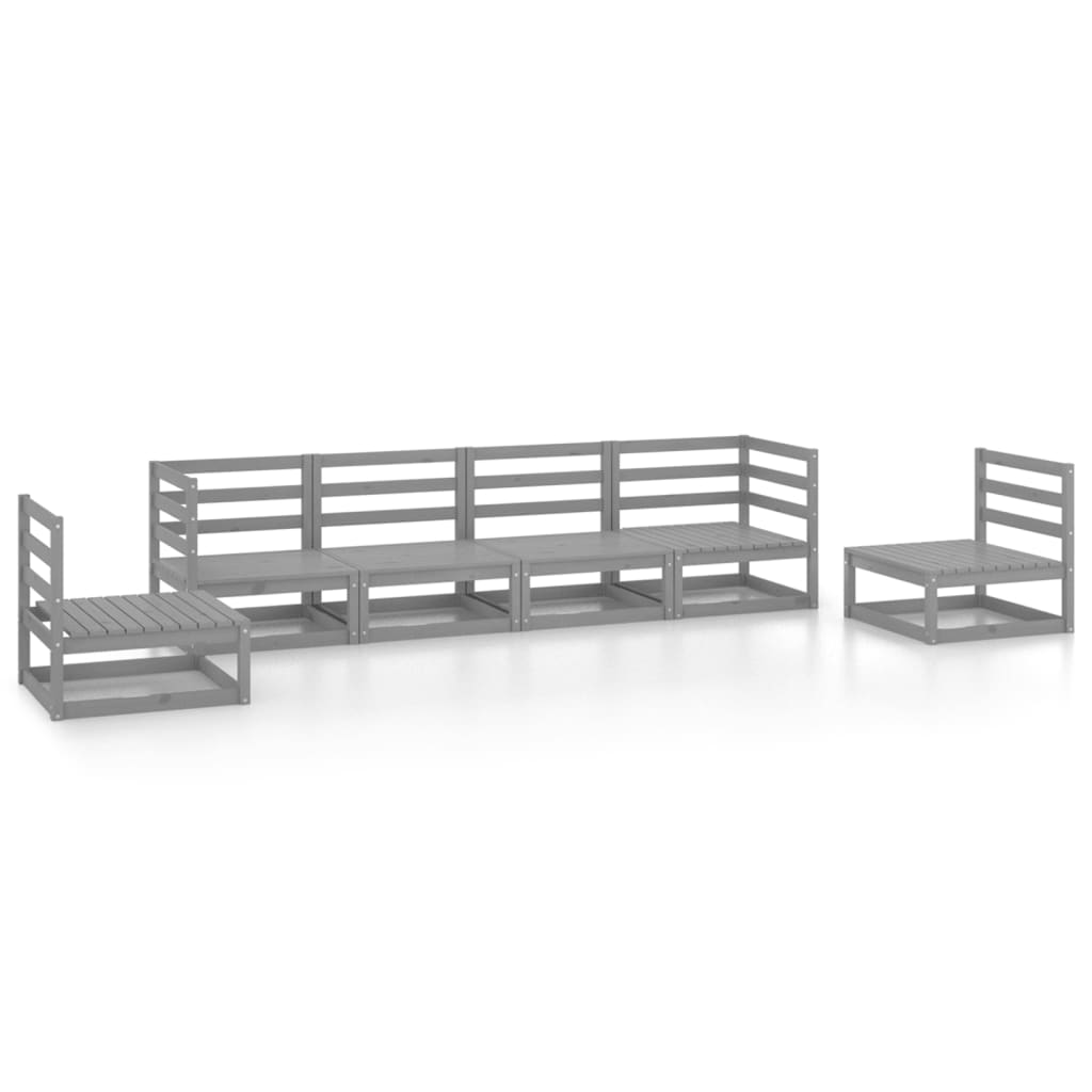 6-delige Loungeset massief grenenhout grijs is nu te koop bij PeponiXL, paradijselijk wonen!