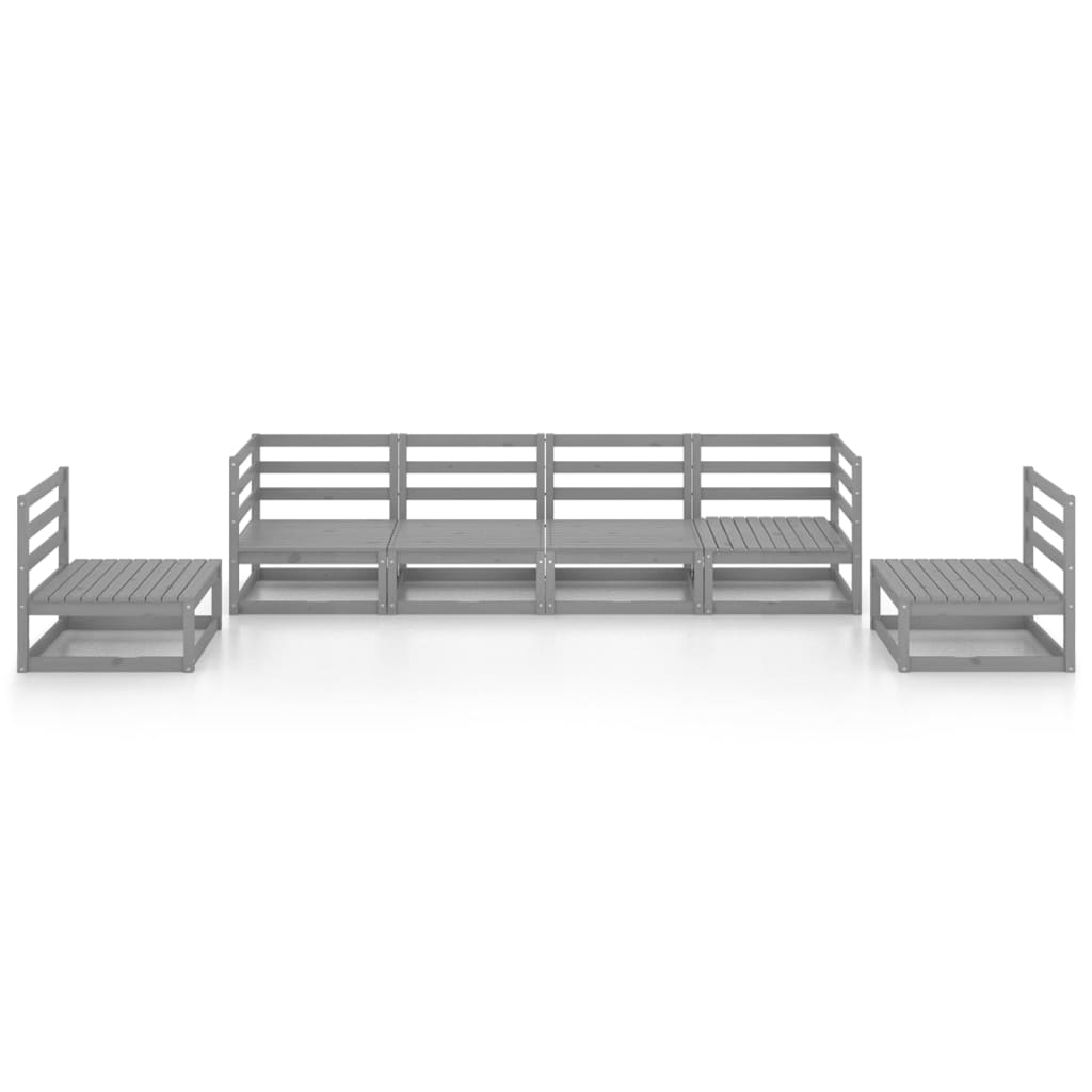 6-delige Loungeset massief grenenhout grijs is nu te koop bij PeponiXL, paradijselijk wonen!
