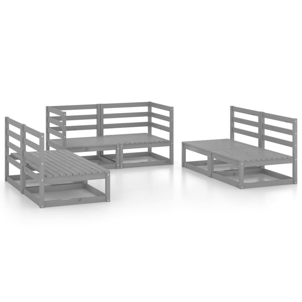 6-delige Loungeset massief grenenhout grijs is nu te koop bij PeponiXL, paradijselijk wonen!